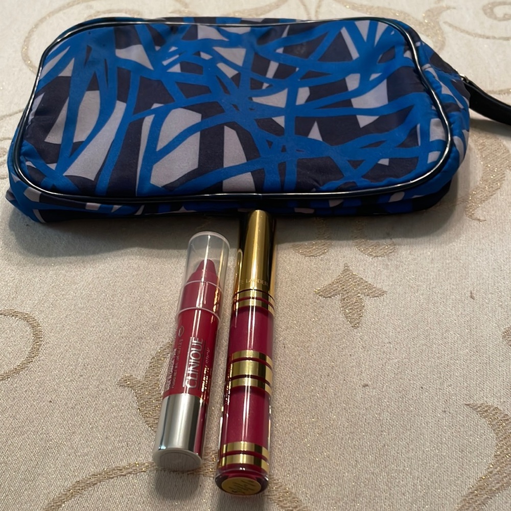Makeup Bag with 2 lip balms.  All items are new and have not been used.